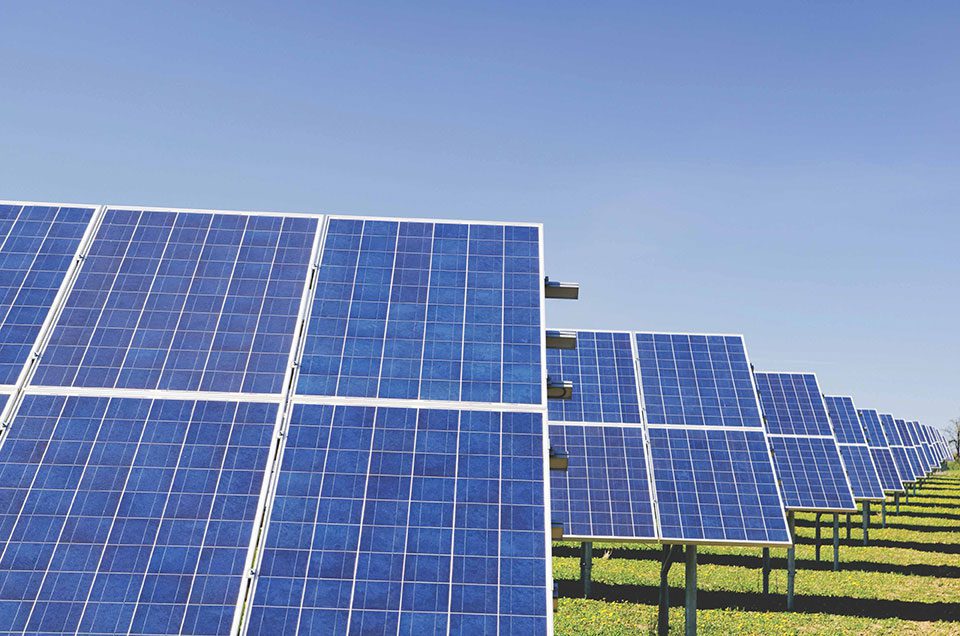solar-panel-grid Photo of an array of solar panels facing the sun
