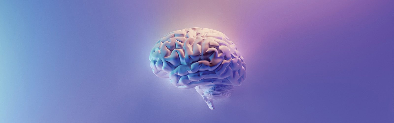 aphasia-brain image of a three dimensional brain with a blue and purple gradient behind
