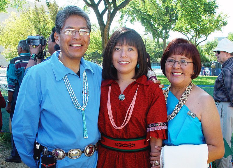 With her parents Richard and Sharon Chavez in 2004 during the grand opening of the National Museum of the American Indian.